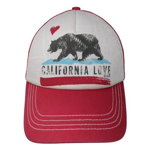 Billabong Snapback Trucker Hat Red One Size California Love Mesh Back - Picture 1 of 9